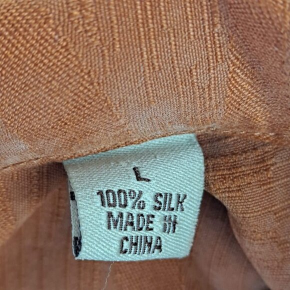 Tommy Bahama Size Large 100% Silk Rust Color Button Front Short Sleeve Shirt - Picture 11 of 13